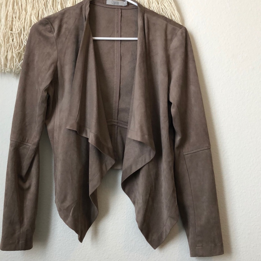 Faux suede open jacket